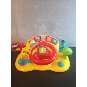 VTech Turn & Learn Driver Steering Wheel Toy Yellow Red Lights Sounds Kids